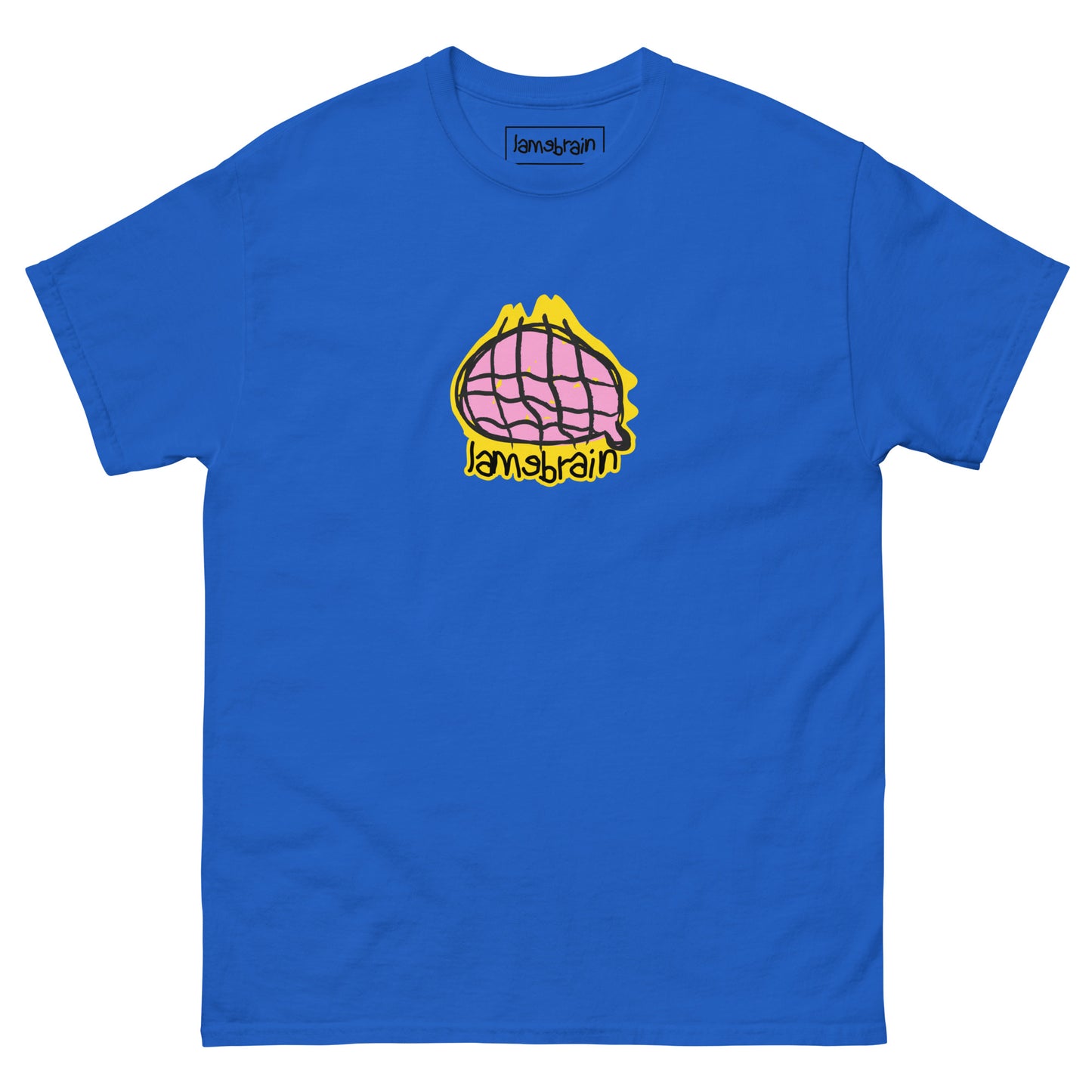 Lamebrain Industries graphic skateboard T-shirt featuring original logo-inspired artwork screen printed on a made-to-order 100% cotton skate tee for streetwear and everyday skateboarding.
