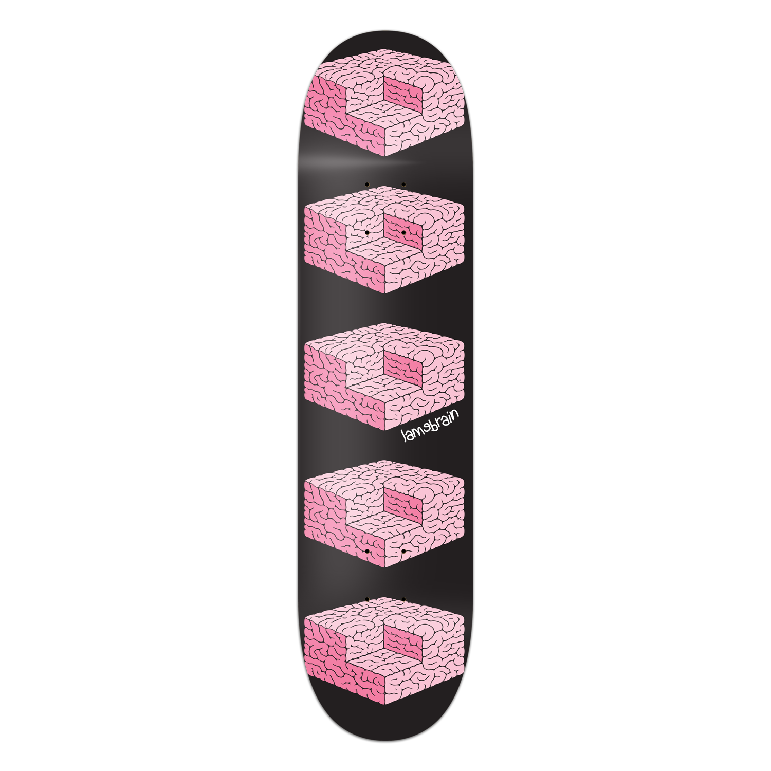 Lamebrain Skateboards Cubed 8.5-inch skateboard deck featuring original illustrated artwork on a premium 7-ply American maple deck.