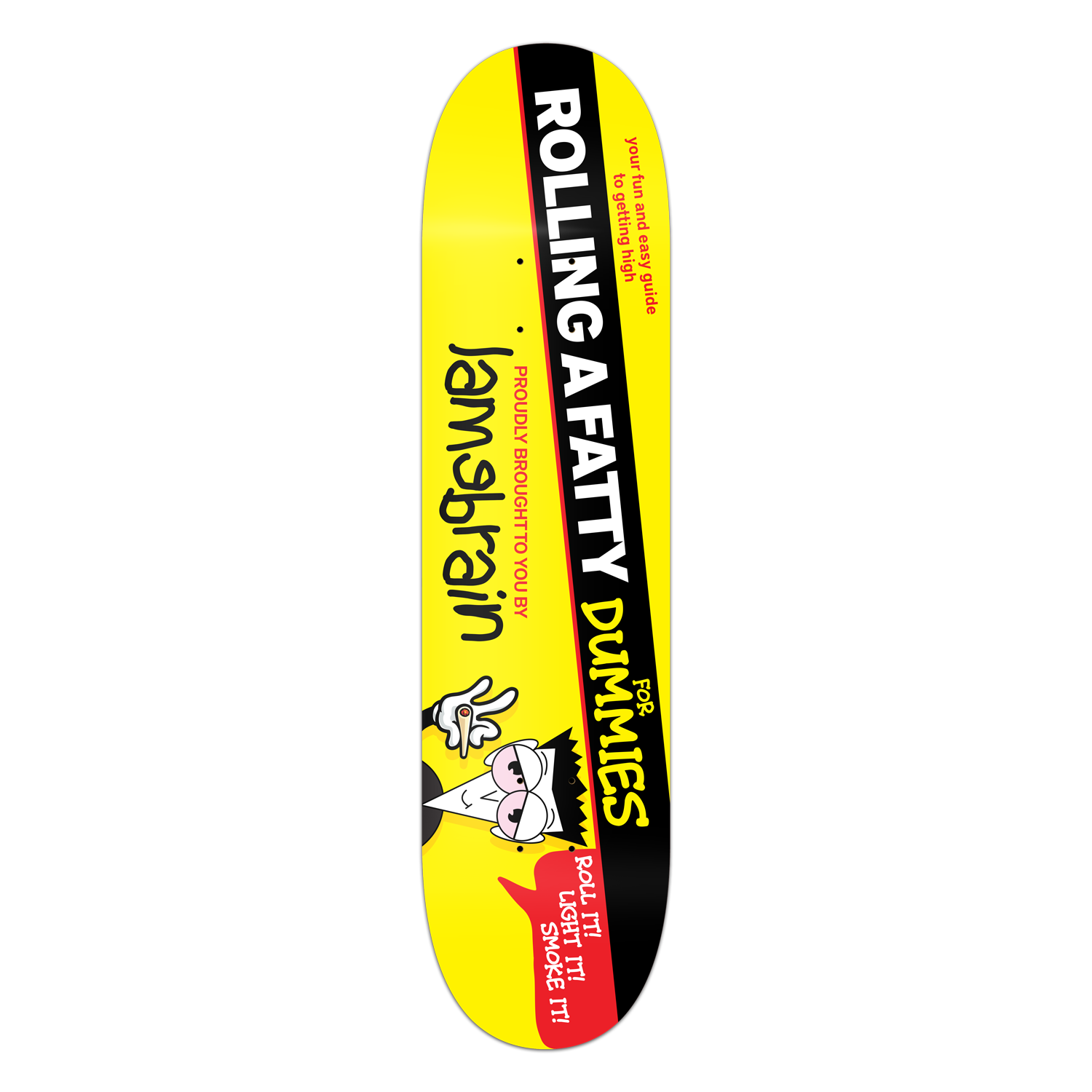 Lamebrain Skateboards Dummies 8.5-inch skateboard deck featuring original illustrated artwork on a premium 7-ply American maple deck.