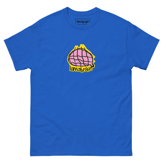 Lamebrain Industries graphic skateboard T-shirt featuring original logo-inspired artwork screen printed on a made-to-order 100% cotton skate tee for streetwear and everyday skateboarding.