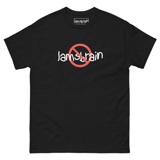 Lamebrain No Thanks graphic skateboard T-shirt featuring original artwork screen printed on a made-to-order 100% cotton skateboarding tee for streetwear and everyday wear.