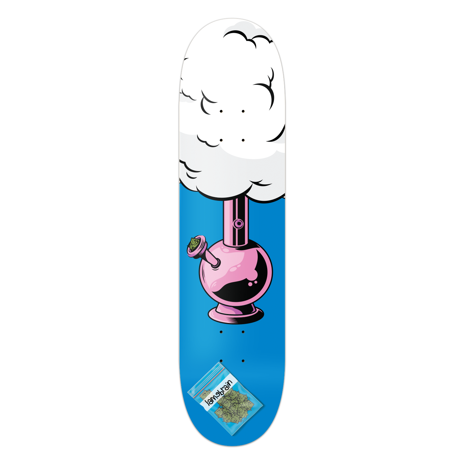 Lamebrain 4:19 8.0-inch skateboard deck featuring original humorous graphic on a premium 7-ply American maple skateboard for street and park skating.